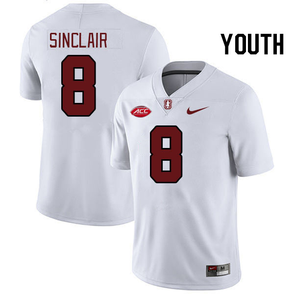 Youth #8 Tristan Sinclair Stanford Cardinal 2024 ACC Conference College Football Jerseys Stitched-Wh